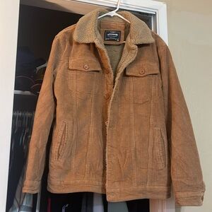 EXEKE Men's Sherpa Lined Corduroy Trucker Jacket Warm